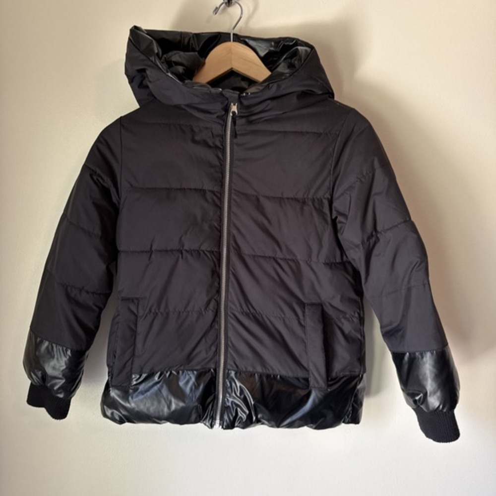 J Crewcuts Boys Large 10 Black Zip Puffer Coat Outdoor Fall Winter Jacket